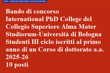 bando di concorso PhD College del Collegio Superiore Alma Mater Studiorum  - Università di Bologna