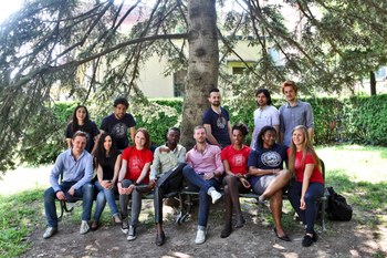 International students in an University park